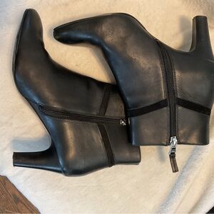 Ralph Lauren Women’s Black Leather Ankle Boots with Side Zip